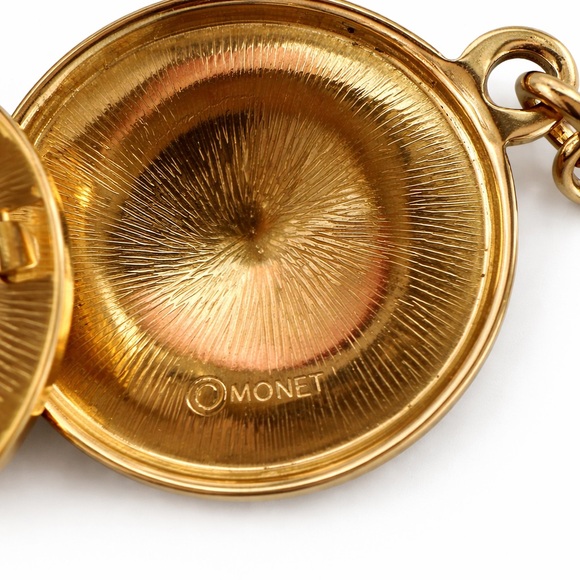 Vintage Monet Signed Gold Tone Disc Collar 80s Runway Style Statement Necklace - Picture 8 of 8